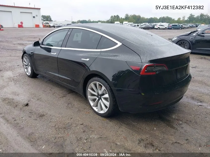 5YJ3E1EA2KF412382 2019 Tesla Model 3 Long Range/Mid Range/Standard Range/Standard Range Plus