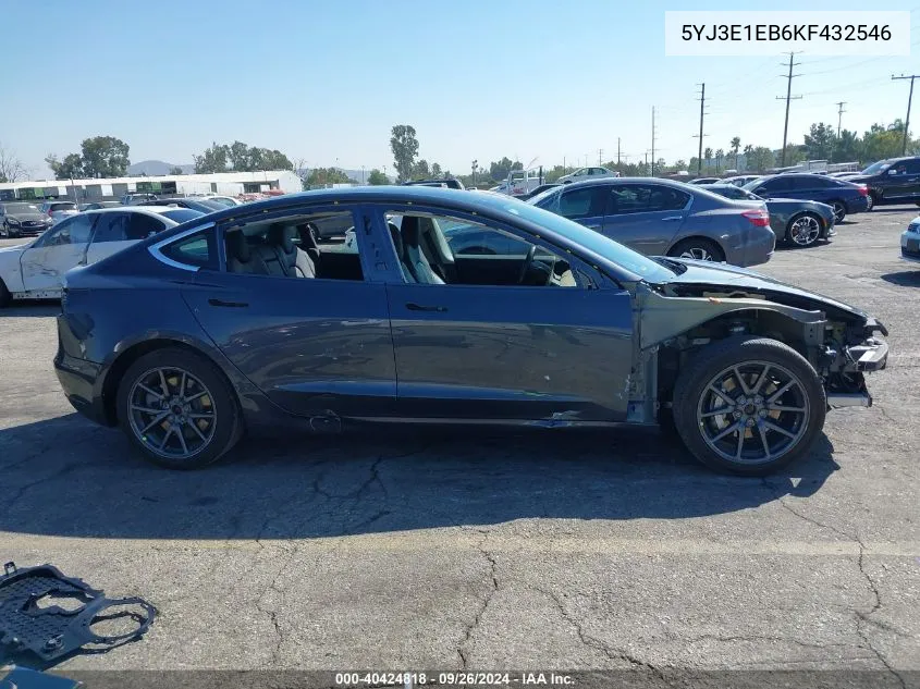 2019 Tesla Model 3 Long Range/Performance VIN: 5YJ3E1EB6KF432546 Lot: 40424818