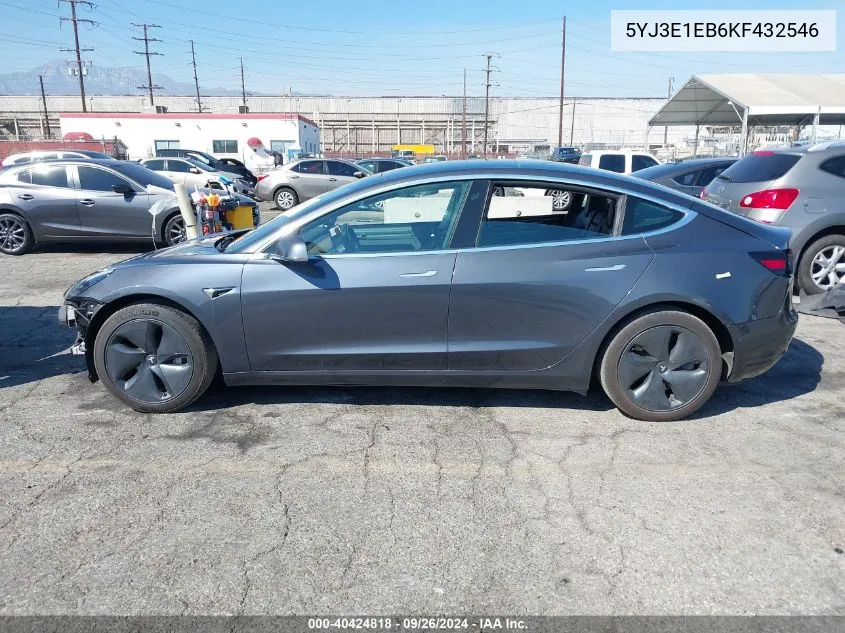 5YJ3E1EB6KF432546 2019 Tesla Model 3 Long Range/Performance