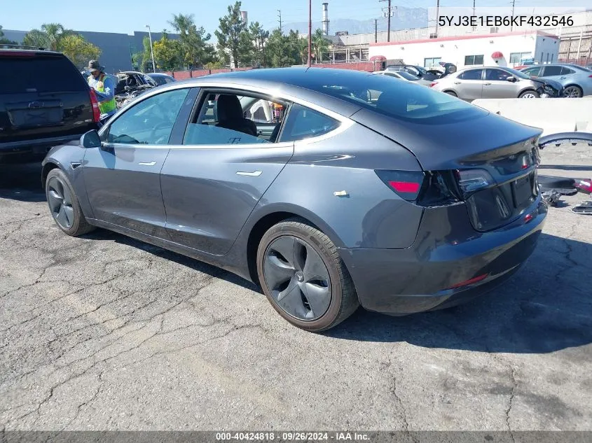 2019 Tesla Model 3 Long Range/Performance VIN: 5YJ3E1EB6KF432546 Lot: 40424818