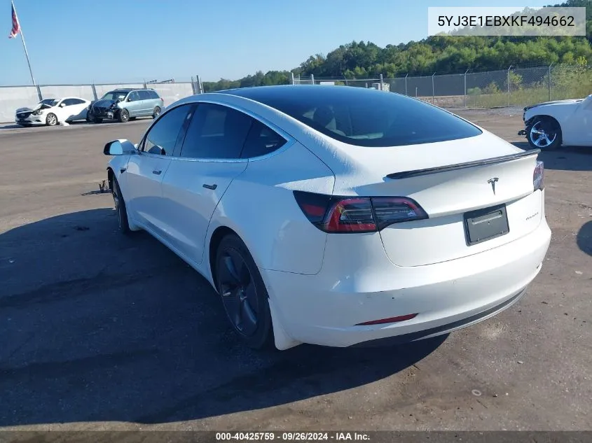 5YJ3E1EBXKF494662 2019 Tesla Model 3 Long Range/Performance