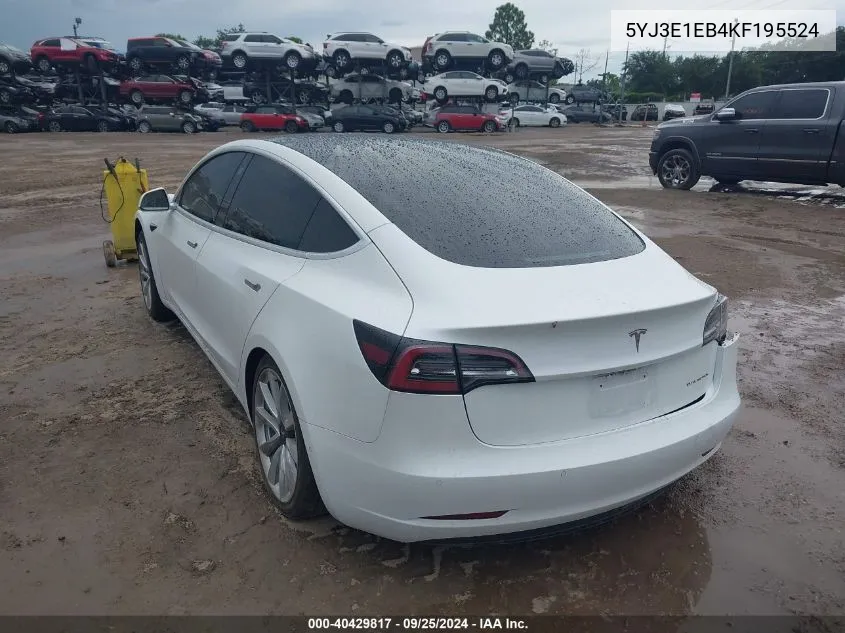 5YJ3E1EB4KF195524 2019 Tesla Model 3 Long Range/Performance