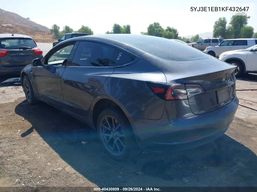 5YJ3E1EB1KF432647 2019 Tesla Model 3