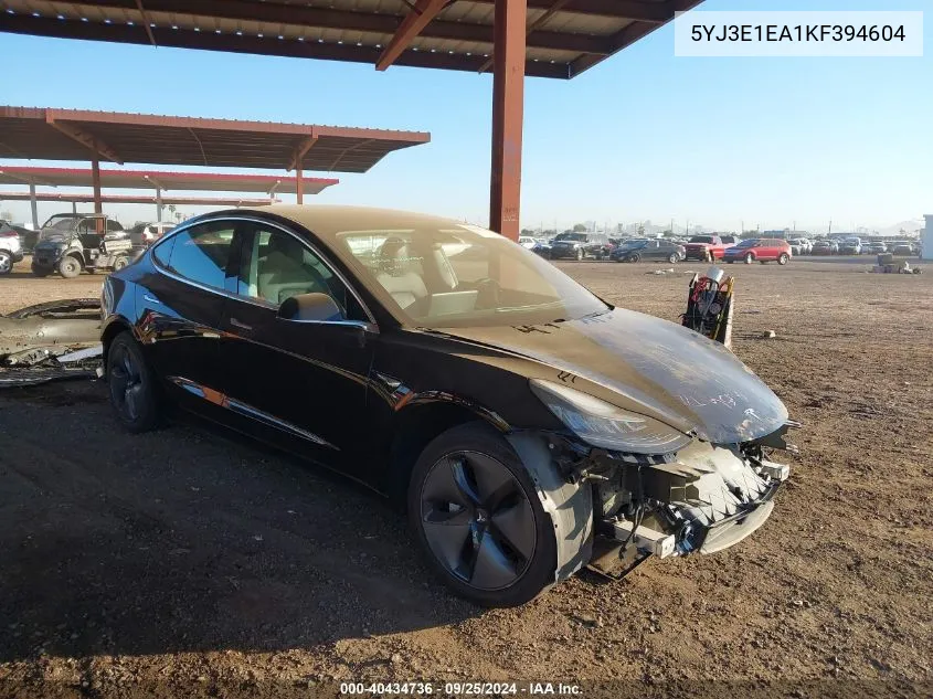 2019 Tesla Model 3 Long Range/Mid Range/Standard Range/Standard Range Plus VIN: 5YJ3E1EA1KF394604 Lot: 40434736