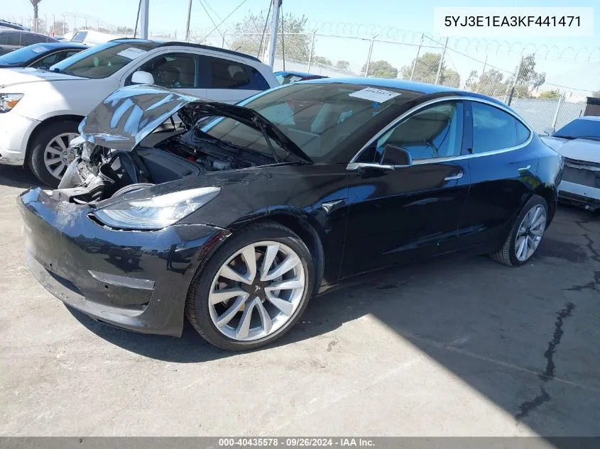 2019 Tesla Model 3 VIN: 5YJ3E1EA3KF441471 Lot: 40435578