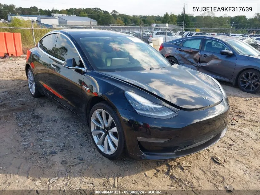 2019 Tesla Model 3 Long Range/Mid Range/Standard Range/Standard Range Plus VIN: 5YJ3E1EA9KF317639 Lot: 40441321