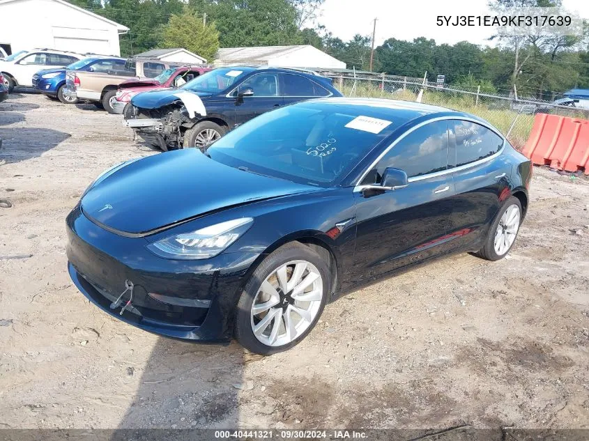 2019 Tesla Model 3 Long Range/Mid Range/Standard Range/Standard Range Plus VIN: 5YJ3E1EA9KF317639 Lot: 40441321