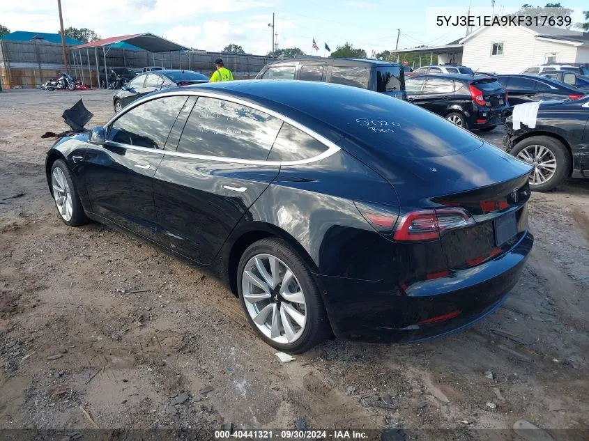 2019 Tesla Model 3 Long Range/Mid Range/Standard Range/Standard Range Plus VIN: 5YJ3E1EA9KF317639 Lot: 40441321