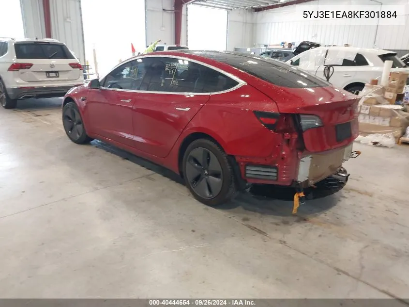 2019 Tesla Model 3 Long Range/Mid Range/Standard Range/Standard Range Plus VIN: 5YJ3E1EA8KF301884 Lot: 40444654