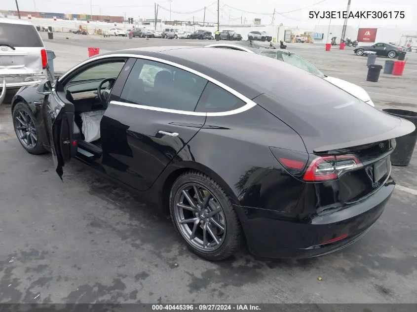 2019 Tesla Model 3 Long Range/Mid Range/Standard Range/Standard Range Plus VIN: 5YJ3E1EA4KF306175 Lot: 40445396