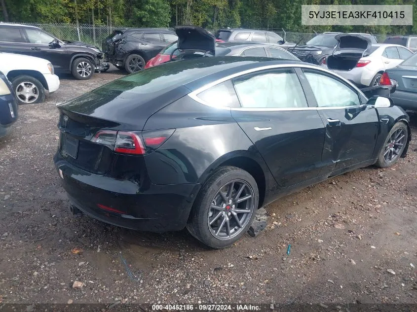 2019 Tesla Model 3 Long Range/Mid Range/Standard Range/Standard Range Plus VIN: 5YJ3E1EA3KF410415 Lot: 40452186