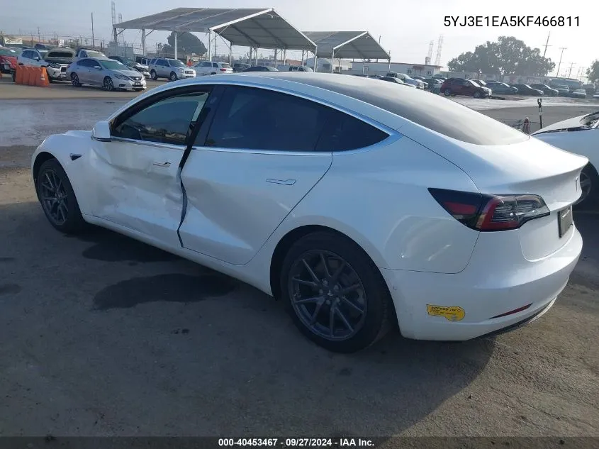 2019 Tesla Model 3 Long Range/Mid Range/Standard Range/Standard Range Plus VIN: 5YJ3E1EA5KF466811 Lot: 40453467