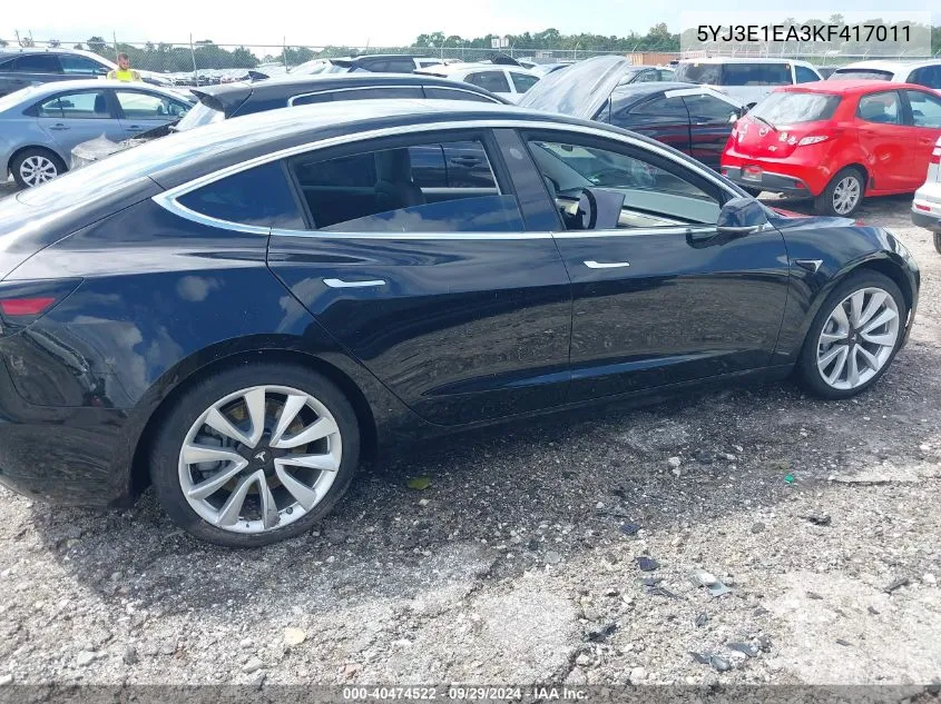 5YJ3E1EA3KF417011 2019 Tesla Model 3 Long Range/Mid Range/Standard Range/Standard Range Plus