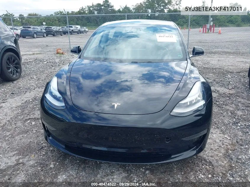 2019 Tesla Model 3 Long Range/Mid Range/Standard Range/Standard Range Plus VIN: 5YJ3E1EA3KF417011 Lot: 40474522