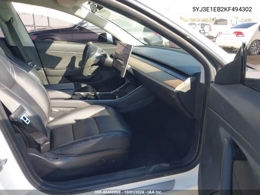 5YJ3E1EB2KF494302 2019 Tesla Model 3 Long Range/Performance