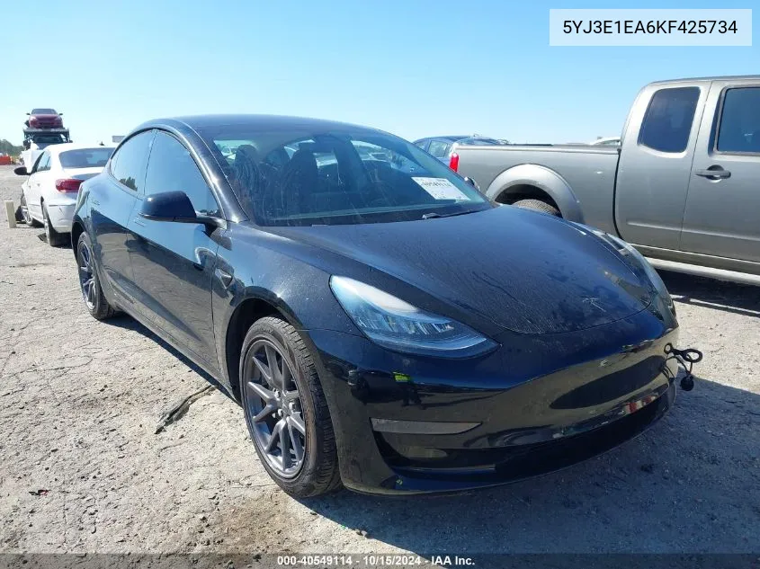 2019 Tesla Model 3 Long Range/Mid Range/Standard Range/Standard Range Plus VIN: 5YJ3E1EA6KF425734 Lot: 40549114