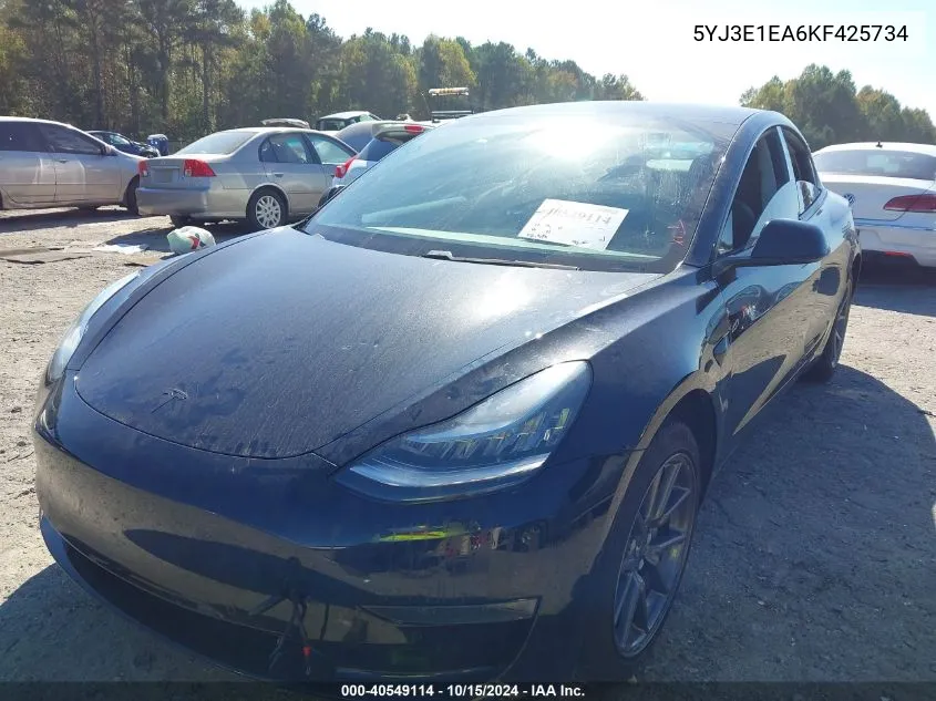 2019 Tesla Model 3 Long Range/Mid Range/Standard Range/Standard Range Plus VIN: 5YJ3E1EA6KF425734 Lot: 40549114