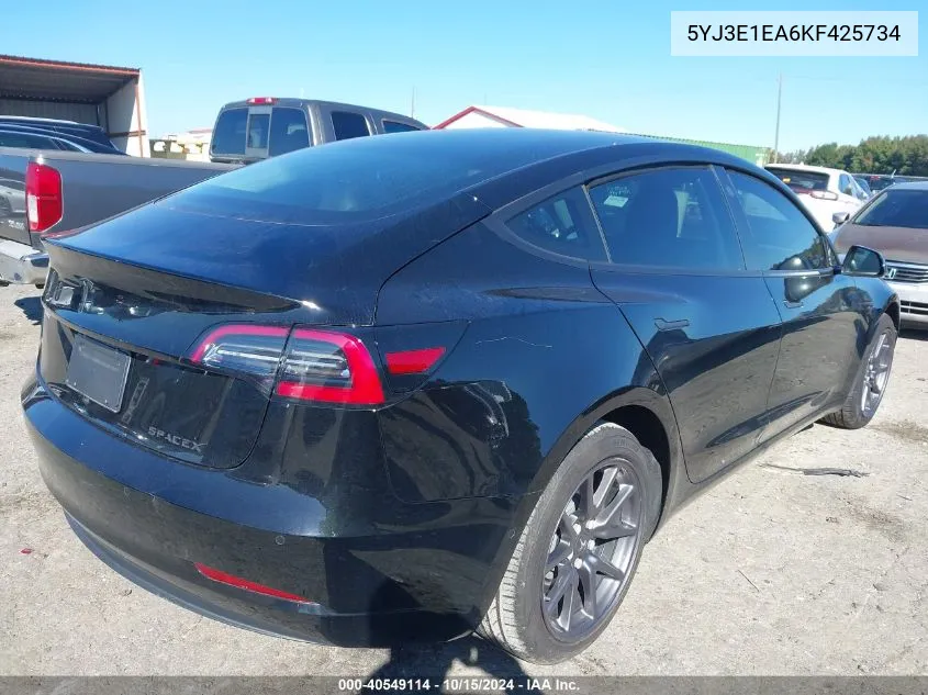 2019 Tesla Model 3 Long Range/Mid Range/Standard Range/Standard Range Plus VIN: 5YJ3E1EA6KF425734 Lot: 40549114