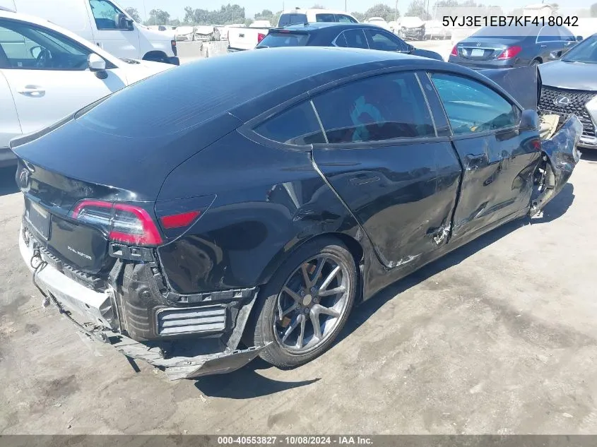 2019 Tesla Model 3 Long Range/Performance VIN: 5YJ3E1EB7KF418042 Lot: 40553827