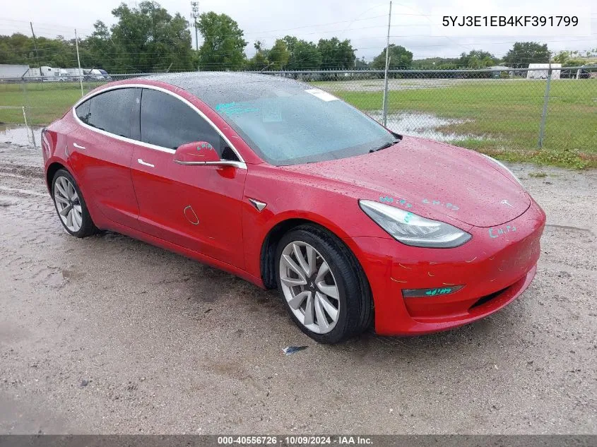 2019 Tesla Model 3 Long Range/Performance VIN: 5YJ3E1EB4KF391799 Lot: 40556726