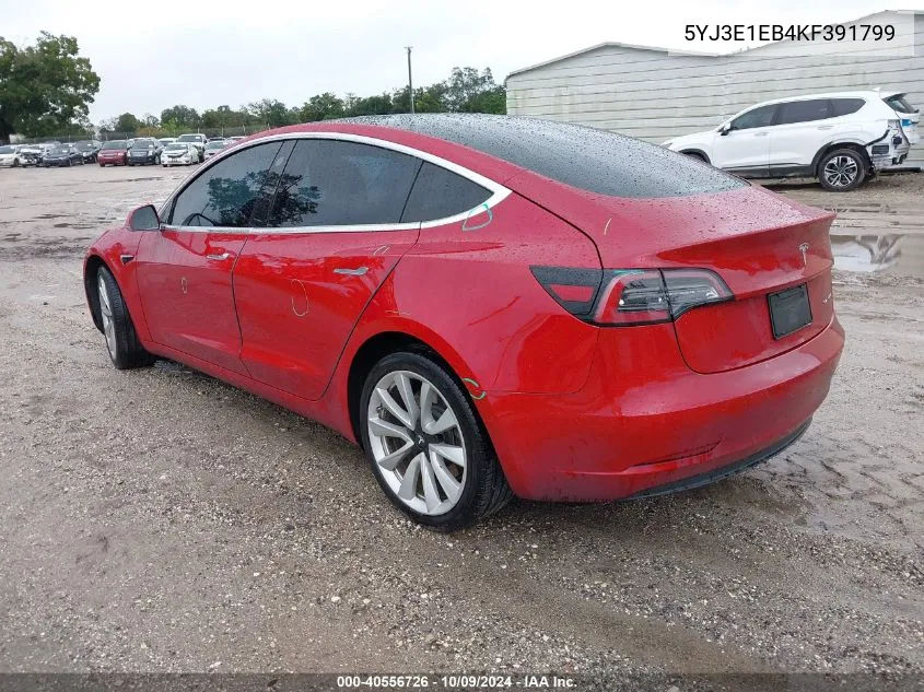 2019 Tesla Model 3 Long Range/Performance VIN: 5YJ3E1EB4KF391799 Lot: 40556726