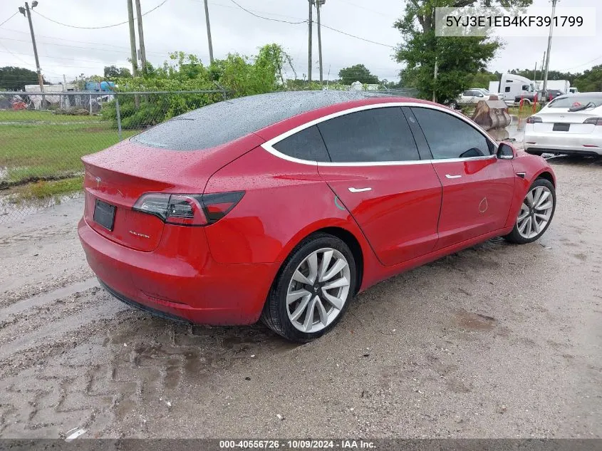 2019 Tesla Model 3 Long Range/Performance VIN: 5YJ3E1EB4KF391799 Lot: 40556726