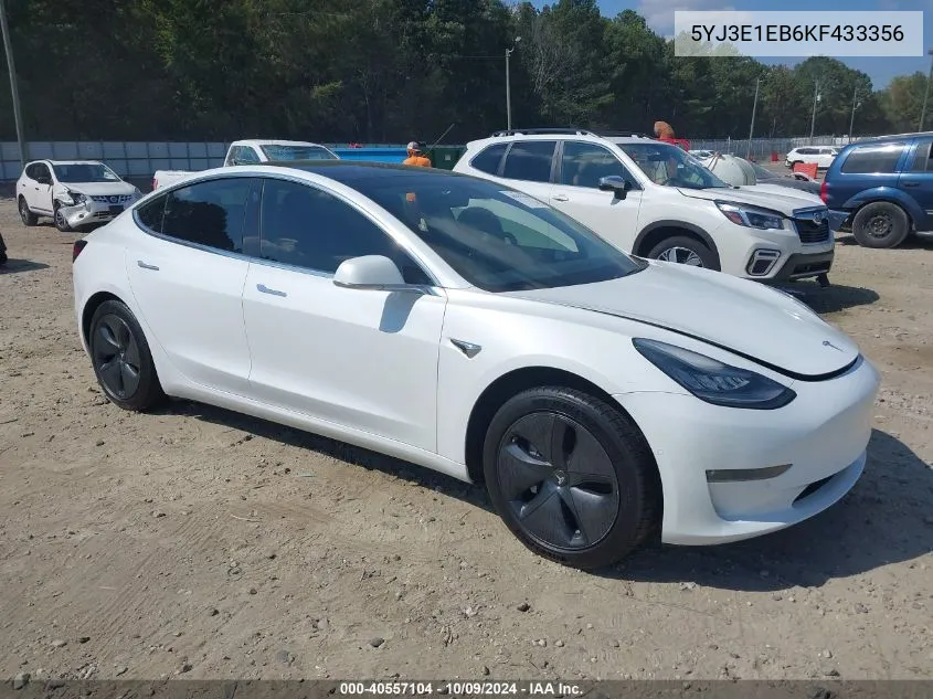 2019 Tesla Model 3 Long Range/Performance VIN: 5YJ3E1EB6KF433356 Lot: 40557104