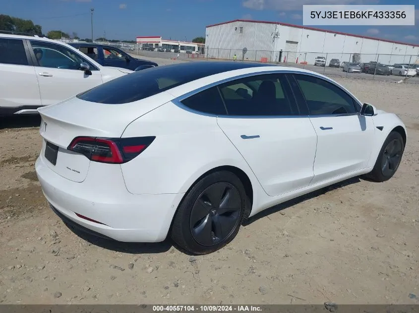 2019 Tesla Model 3 Long Range/Performance VIN: 5YJ3E1EB6KF433356 Lot: 40557104