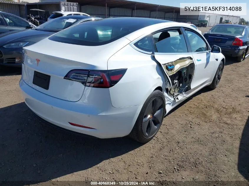 2019 Tesla Model 3 Long Range/Mid Range/Standard Range/Standard Range Plus VIN: 5YJ3E1EA5KF314088 Lot: 40568349