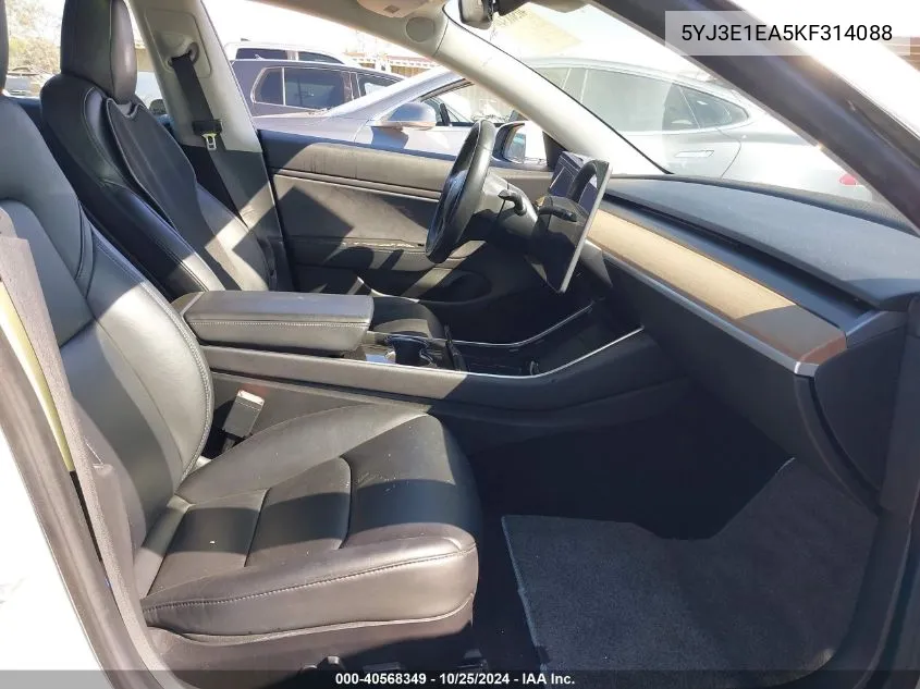 2019 Tesla Model 3 Long Range/Mid Range/Standard Range/Standard Range Plus VIN: 5YJ3E1EA5KF314088 Lot: 40568349