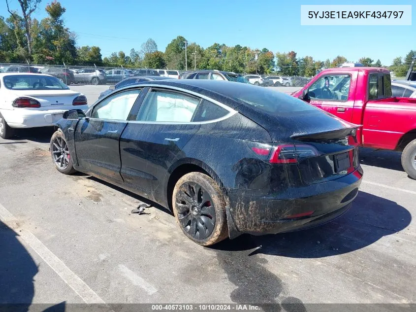 2019 Tesla Model 3 Long Range/Mid Range/Standard Range/Standard Range Plus VIN: 5YJ3E1EA9KF434797 Lot: 40573103