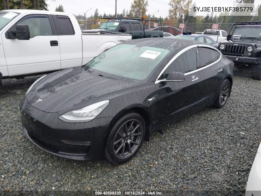 2019 Tesla Model 3 Long Range/Performance VIN: 5YJ3E1EB1KF385779 Lot: 40588220