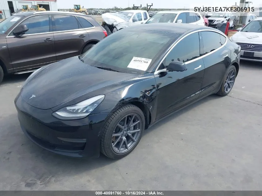 2019 Tesla Model 3 Long Range/Mid Range/Standard Range/Standard Range Plus VIN: 5YJ3E1EA7KF306915 Lot: 40591760