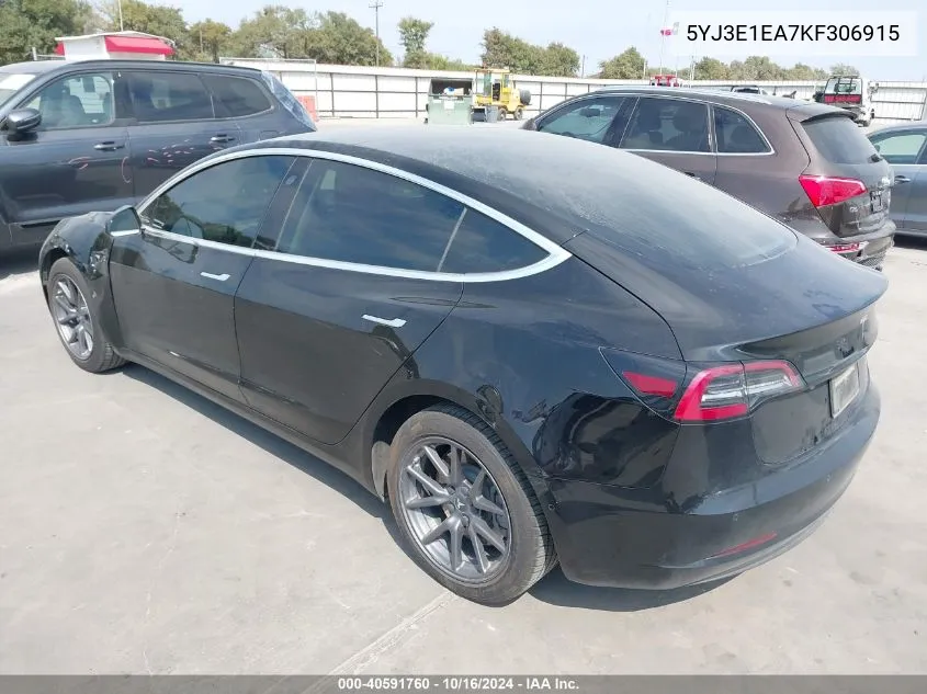 2019 Tesla Model 3 Long Range/Mid Range/Standard Range/Standard Range Plus VIN: 5YJ3E1EA7KF306915 Lot: 40591760