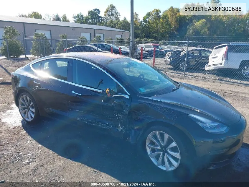 2019 Tesla Model 3 VIN: 5YJ3E1EA3KF300688 Lot: 40598786