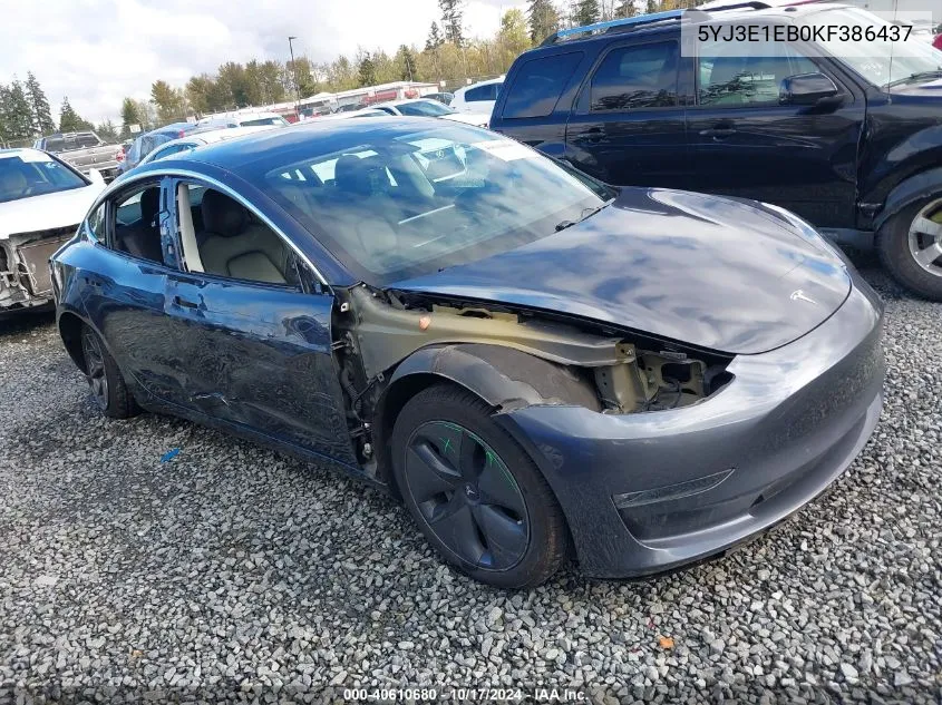 2019 Tesla Model 3 Long Range/Performance VIN: 5YJ3E1EB0KF386437 Lot: 40610680