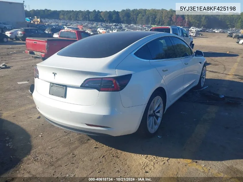 2019 Tesla Model 3 Long Range/Mid Range/Standard Range/Standard Range Plus VIN: 5YJ3E1EA8KF425198 Lot: 40618734