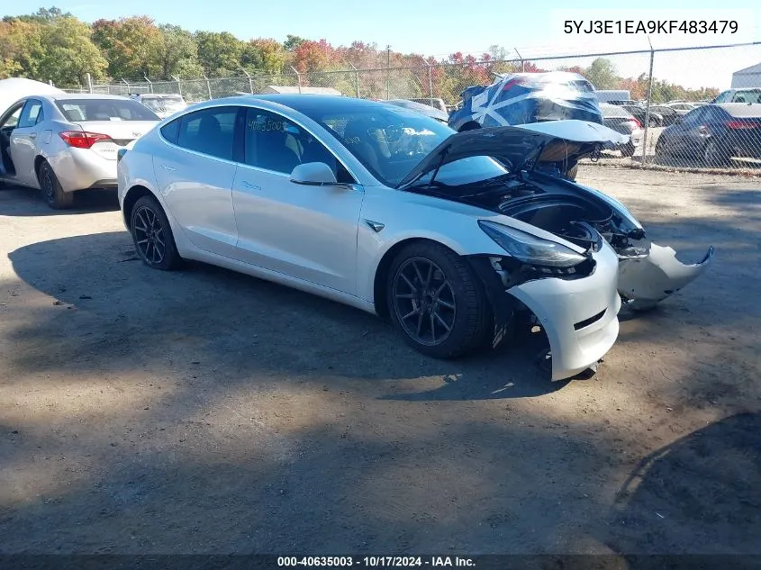 2019 Tesla Model 3 Long Range/Mid Range/Standard Range/Standard Range Plus VIN: 5YJ3E1EA9KF483479 Lot: 40635003