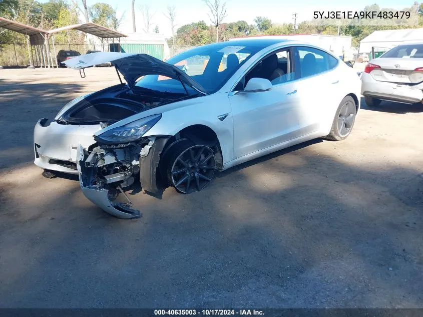 2019 Tesla Model 3 Long Range/Mid Range/Standard Range/Standard Range Plus VIN: 5YJ3E1EA9KF483479 Lot: 40635003