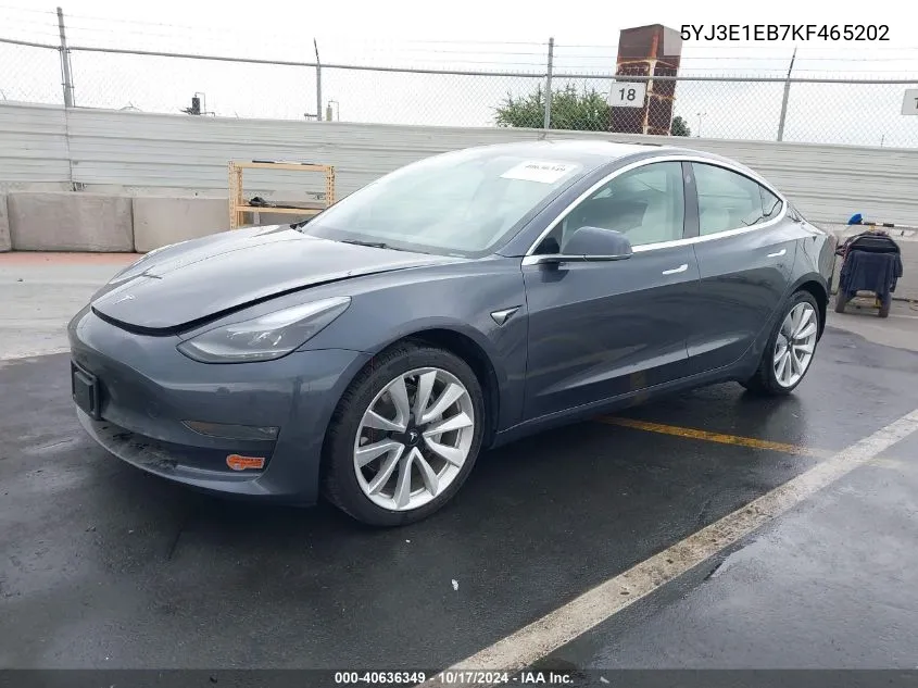 2019 Tesla Model 3 Long Range/Performance VIN: 5YJ3E1EB7KF465202 Lot: 40636349