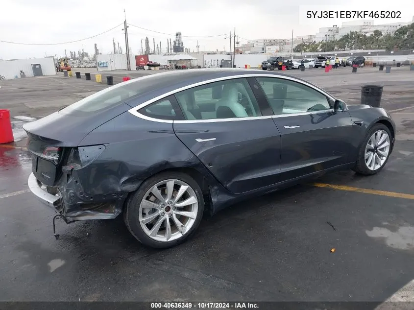 2019 Tesla Model 3 Long Range/Performance VIN: 5YJ3E1EB7KF465202 Lot: 40636349