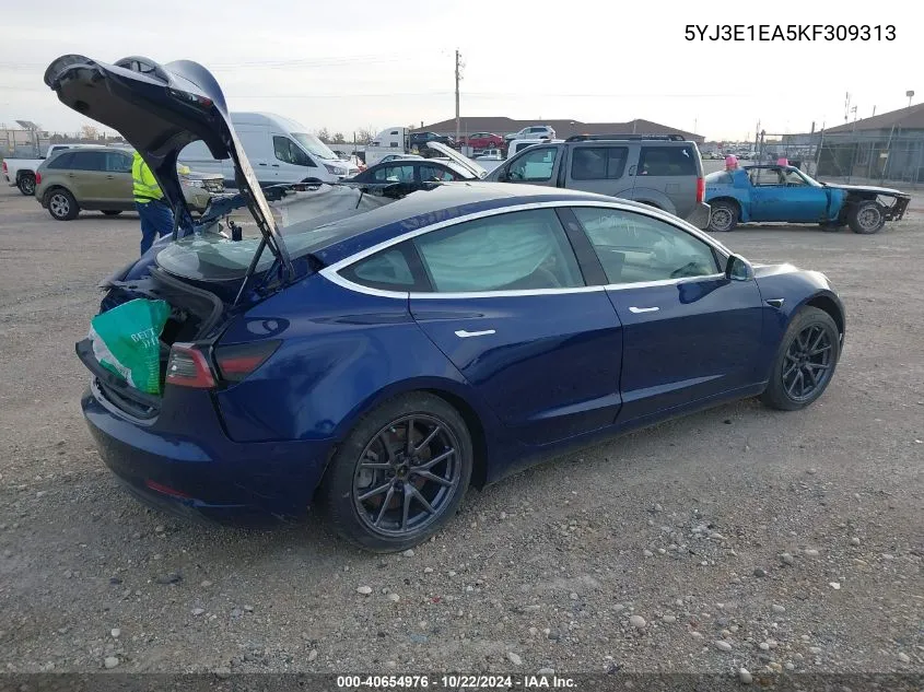 2019 Tesla Model 3 VIN: 5YJ3E1EA5KF309313 Lot: 40654976