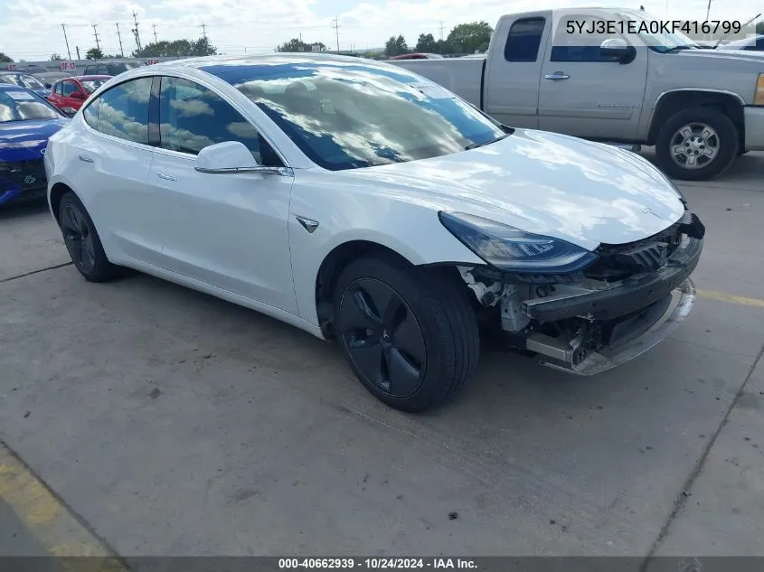 2019 Tesla Model 3 Long Range/Mid Range/Standard Range/Standard Range Plus VIN: 5YJ3E1EA0KF416799 Lot: 40662939