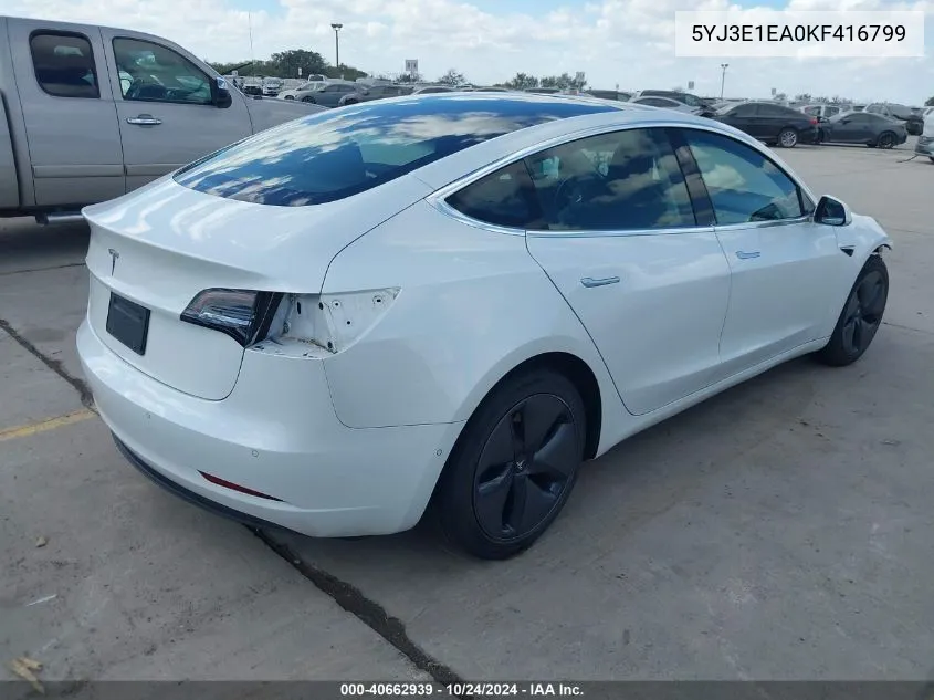 2019 Tesla Model 3 Long Range/Mid Range/Standard Range/Standard Range Plus VIN: 5YJ3E1EA0KF416799 Lot: 40662939