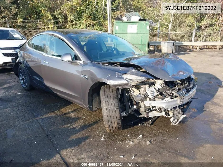 2019 Tesla Model 3 Long Range/Performance VIN: 5YJ3E1EB7KF210002 Lot: 40688427