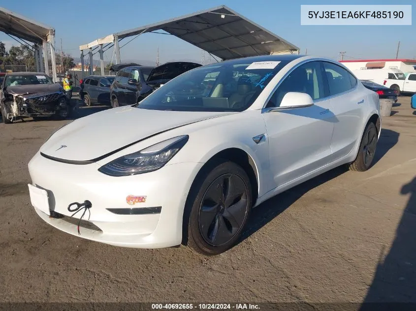 2019 Tesla Model 3 VIN: 5YJ3E1EA6KF485190 Lot: 40692655