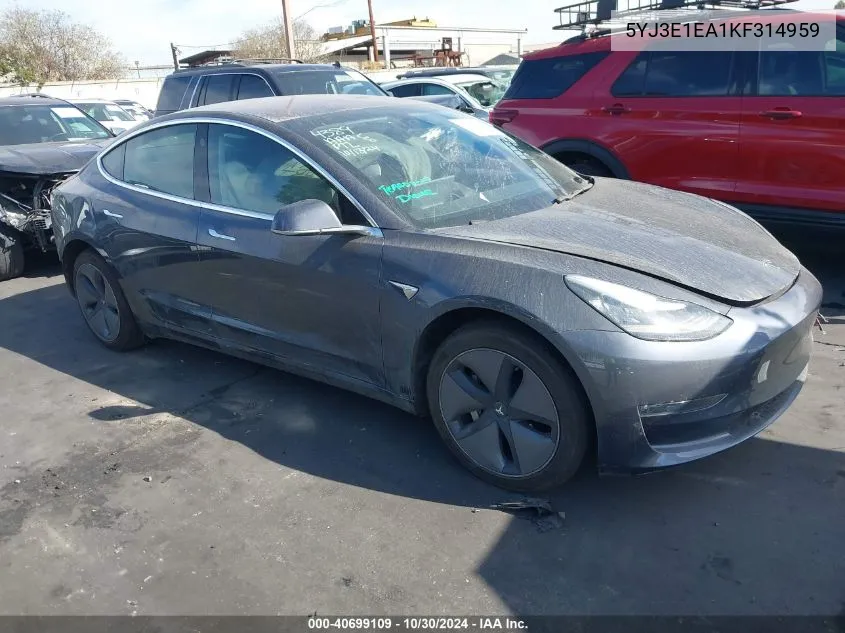 2019 Tesla Model 3 Long Range/Mid Range/Standard Range/Standard Range Plus VIN: 5YJ3E1EA1KF314959 Lot: 40699109