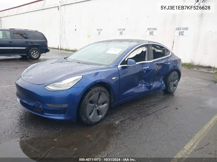 2019 Tesla Model 3 Long Range/Performance VIN: 5YJ3E1EB7KF526628 Lot: 40711073