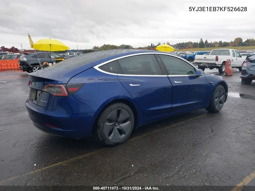 2019 Tesla Model 3 Long Range/Performance VIN: 5YJ3E1EB7KF526628 Lot: 40711073