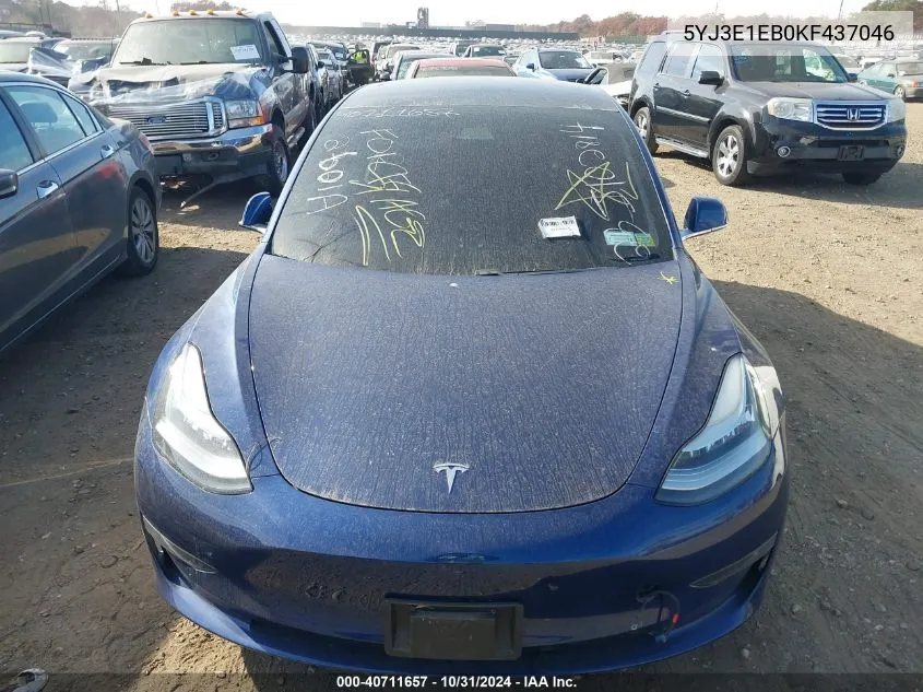 2019 Tesla Model 3 Long Range/Performance VIN: 5YJ3E1EB0KF437046 Lot: 40711657